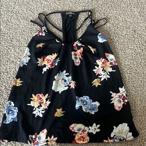 Express Black Floral Camisole with Strappy Back Design
